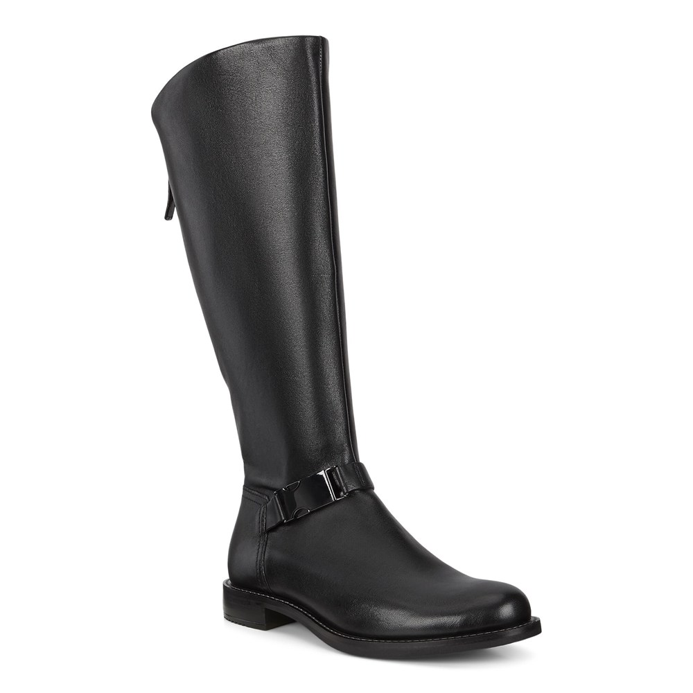 Womens Boots - ECCO Sartorelle 25 High-Cut Buckled - Black - 6028OFZJL